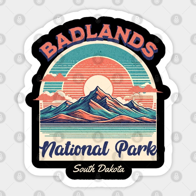 Badlands National Park, South Dakota Hiking Camping Souvenir Sticker by Pixel Threads 